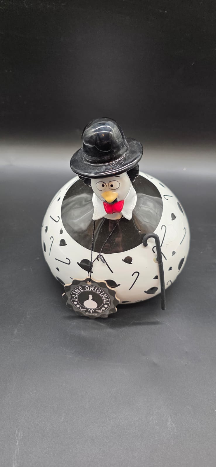 J-Line Deko-Huhn Gentleman mit Melone & Gehstock – Keramik 22 cm