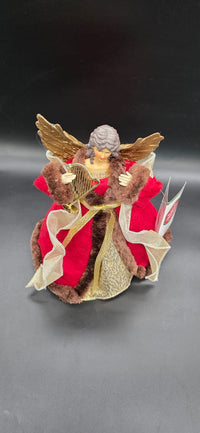 👑 Premium Christbaumspitze Engel 30cm Samtrot & Gold | Weihnachtsluxus