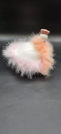 J-Line Deko-Huhn Diva mit Federn – Keramik Rosa/Weiß 22 cm