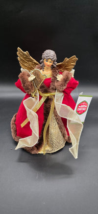 👑 Premium Christbaumspitze Engel 30cm Samtrot & Gold | Weihnachtsluxus